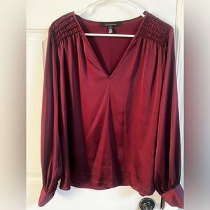 White House Black market silk long sleeved blouse